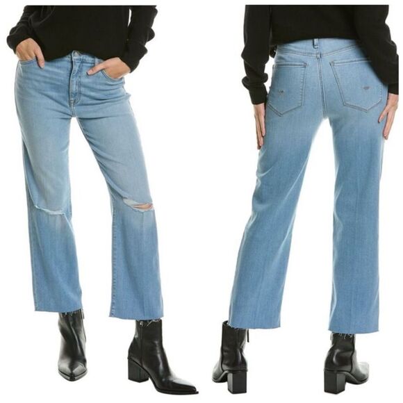 NEW Hudson Jeans Noa Suri High-Rise Straight Crop Jean Distressed Raw Hem 32 - Picture 1 of 13